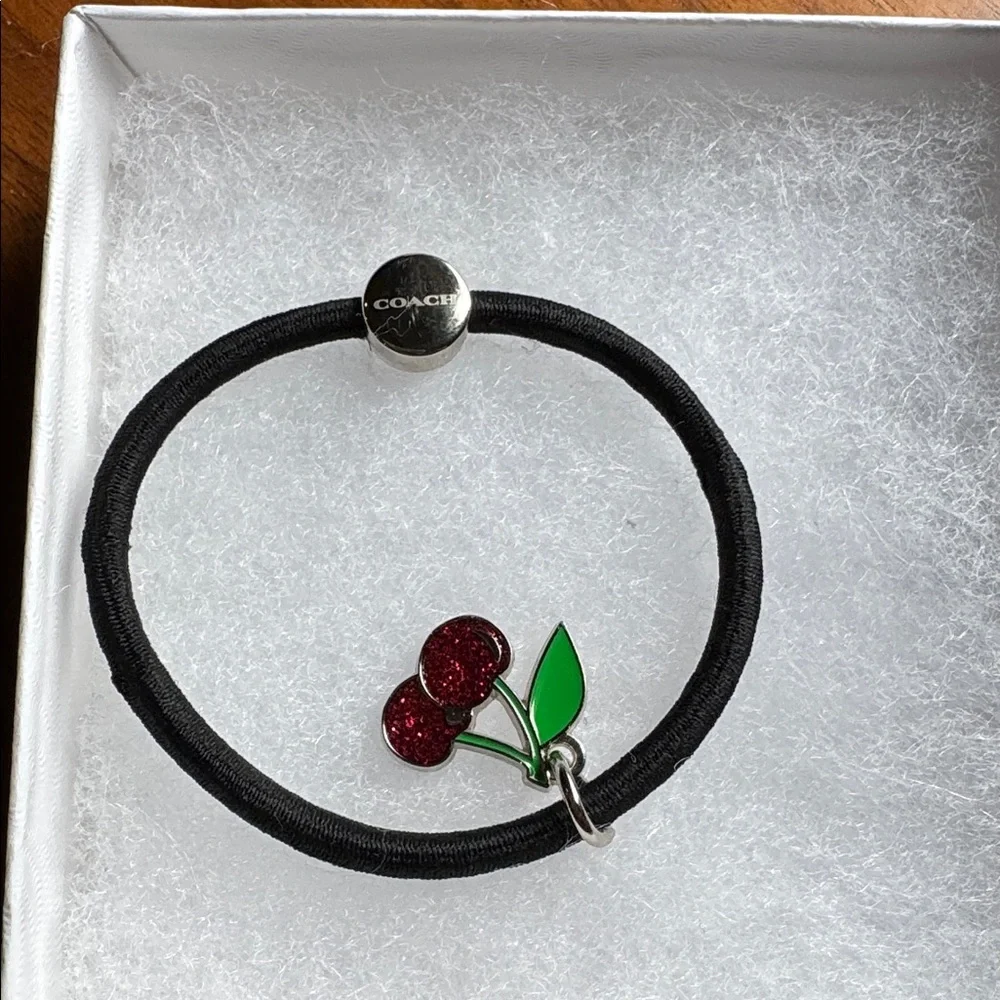 Coach Very Rare Red Cherry Ponytail Band Hair Tie Bracelet